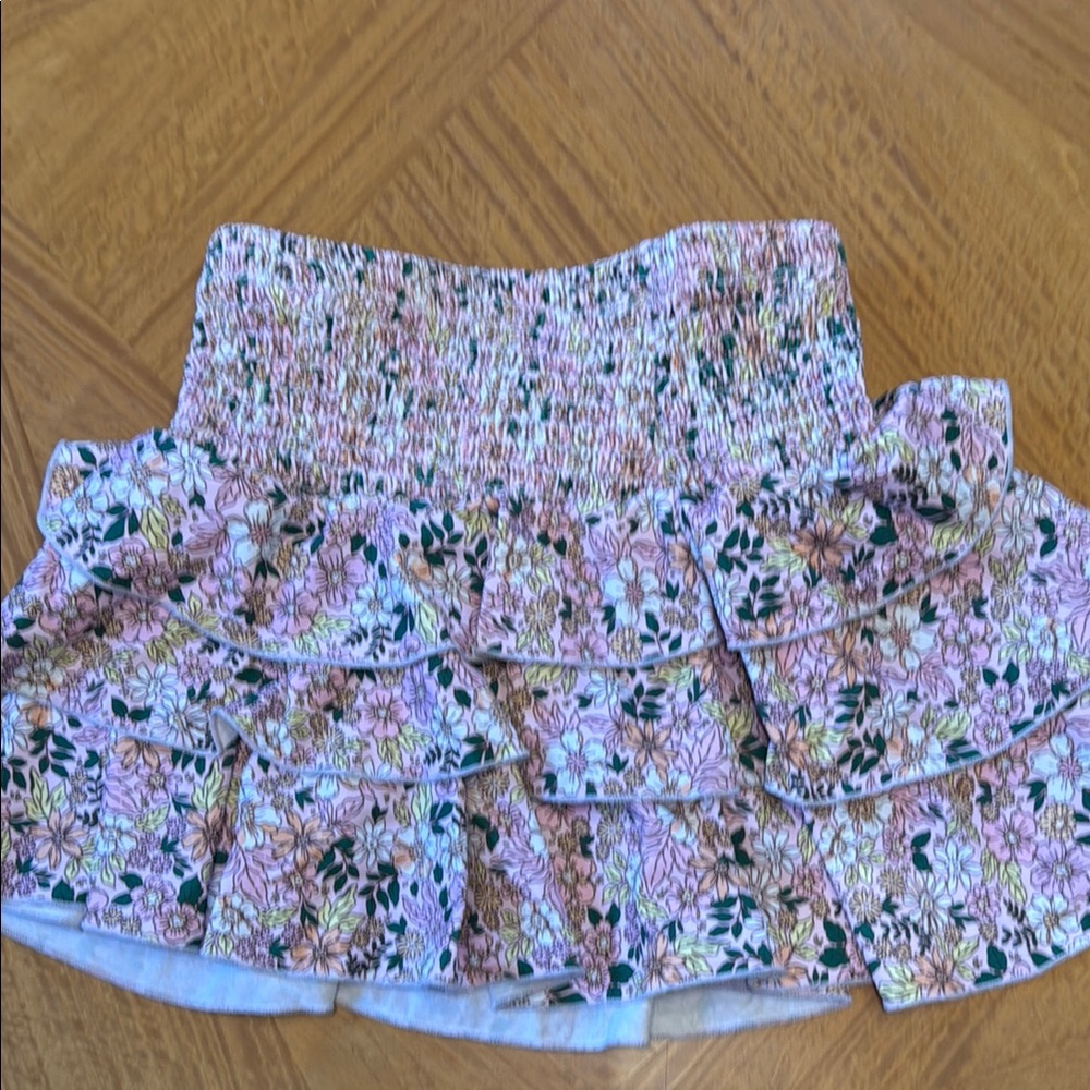 Floral Ruffle Skirt - Pink and Green